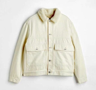 Chaqueta de Camionero H&M Para Hombre Crema Imitación Sherpa Forrada Talla L Grande Nueva Con Etiquetas Foto 1 de 4