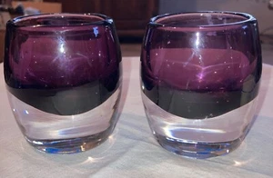 Crate & Barrel Amethyst lila Glas Votiv-Kerzenhalter DIVA Hergestellt in Polen -2 - Bild 1 von 2
