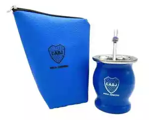BOCA JUNIORS - MATE Acero Inoxidable + Bombilla - Azul - Con Bolsa Fútbol Argentina - Imagen 1 de 1