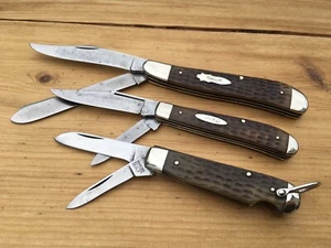 CASE TESTED XX 6240 & 6207 TRAPPERS + EASY OPEN JACK 1920-1940 GREEN BONE USA - Picture 1 of 24
