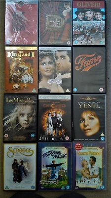 12 classic musicals lot DVD - GREASE, FAME some new/sealed, others viewed once. - Image 1 of 3