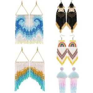 Pendientes Boho Cuentas Multi Colección Larga Gota Cuentas Pendientes Mujer 2874 - Imagen 1 de 28