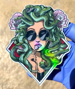 Stoned Medusa Holographic Sticker Waterproof Vinyl Psychedelic Trippy Art Decal - Picture 1 of 2