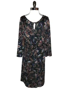 NY COLLECTION Plus Size 4X Sheath Dress Black Blue Green Paisley Stretch  - Picture 1 of 7