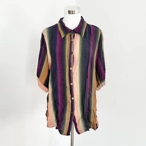 Dissh Lulu Ombre Vacation Shirt Womens Size 12 Striped Oversized Button Up - Picture 1 of 11