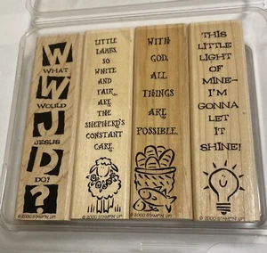 2000 Stampin Up Little Inspirations set of 4 Wood Mounted Rubber Christian NEW - Picture 1 of 15