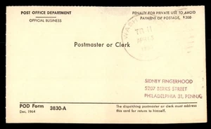 Mayfairstamps US 1966 Post Office Dept to Phila PA Postcard aar_80223 - Picture 1 of 2