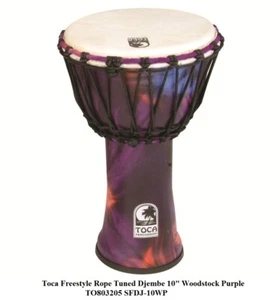 Toca Percussion SFDJ-10WP Djembe Freestyle Rope Tuned WOODSTOCK PURPLE TO803.205 - Foto 1 di 2