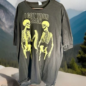 🚨I GOT YOUR BACK Black Skeleton Anatomy Joke Funny Humor T-Shirt 3XL - Picture 1 of 4