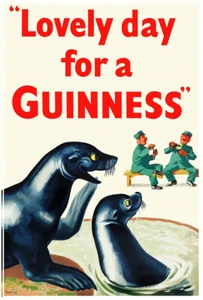 Schöner Tag für ein Guinness - Siegel - Vintage Werbeplakat - Bier und Wein - Bild 1 von 6