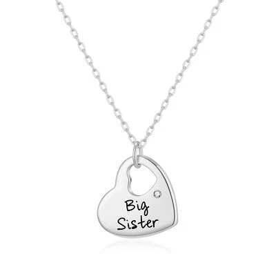Big Sister Heart Necklace Created with Zircondia® Crystals by Philip Jones - Image 1 of 4