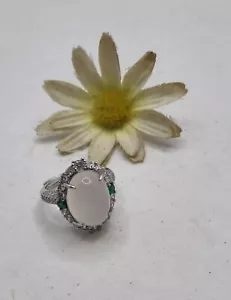 ANELLO DA SERA in argento con cabochon in giada lattea, anello elegante - Foto 1 di 8