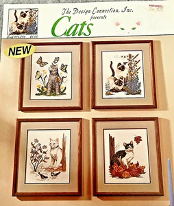 Design Connection 94-006 CATS cross stitch 8pg leaflet 4 designs kittens 1994 - Picture 1 of 9