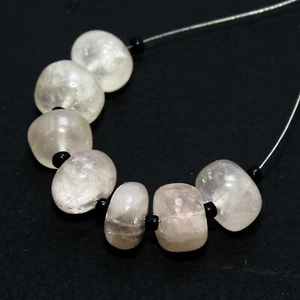Briolette de cuentas de rondelle lisas de cuarzo rosa natural para hacer joyas - Imagen 1 de 5