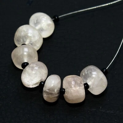 Rose Quartz Smooth Rondelle Bead Briolette Natural Loose Gemstone Making Jewelry - Image 1 of 4