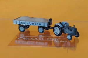 Busch Mehlhose 210110125 Traktor Famulus Anhänger "Bau-Union" grau 1:87 Modell - Picture 1 of 2