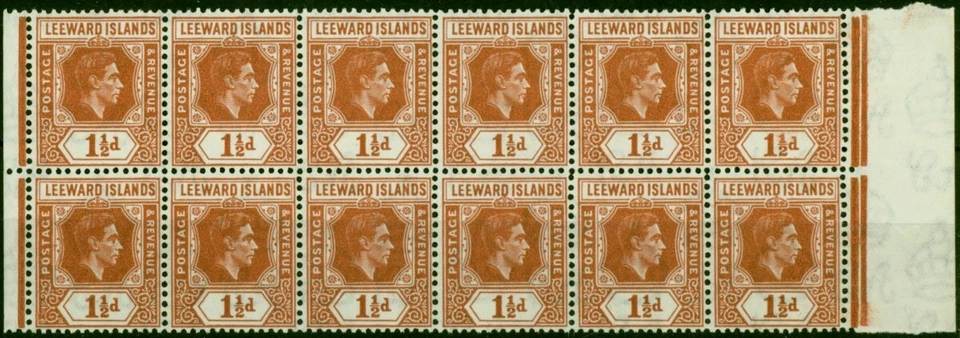 Leeward Islands 1938 1 1/2d Chestnut SG101 V.F MNH Block of 12 (2) - Image 1 of 1