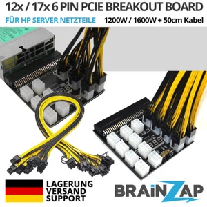Breakout Board 12x / 17x HP Server Netzteil Mining 1600W 50cm 6+2 Pin PCIe Kabel - Afbeelding 1 van 9