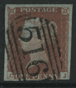 1841 1d CJ  struck by a Marlborough numeral 516, 4 margins (40) - Picture 1 of 1