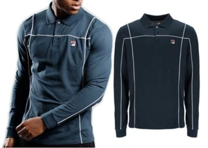 FILA Men's Talon Terrinda Long Sleeve Polo Shirt Collared Cotton Top New M - 4XL - Picture 1 of 6
