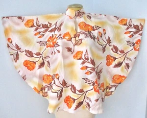 Vtg 60s 70s Hawaiian Palm Silky Poncho Cape Blouse Batwing Top Asian-Inspired M - Picture 1 of 9