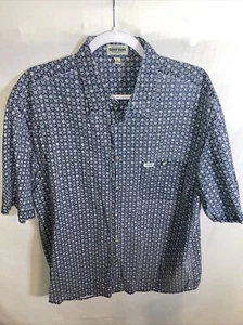 Guess Jeans Casual Shirt Mens Size Large Blue Geometric Short Sleeve Button Up - Picture 1 of 12