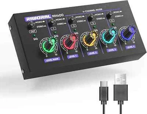 Mini Audio Stereo Mixer 4 Channel 1/4 Inch TSR/TS Audio Input Jack for Line Mixe - Picture 1 of 4