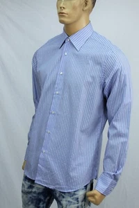 Authentic Valentino Roma Men's dress slim fit striped blue cotton shirt US 17 - Picture 1 of 10