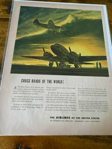 Vintage 1943 Airlines Of The United States Cross Roads Of The World ad - Picture 1 of 1