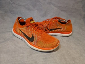 NIKE Free Flyknit 4.0 Mens Running Gym Trainers, Orange/Black - Size UK 10 - Imagen 1 de 13