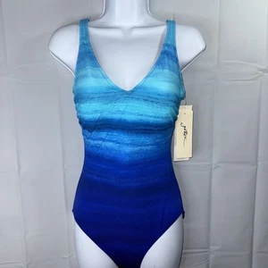 NUEVO TRAJE DE BAÑO MUJER TALLA 6 GOTTEX ESSENTIALS OMBRE AZUL DE UNA PIEZA - Imagen 1 de 8
