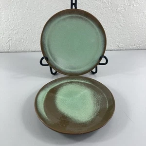 Frankoma 6G 7-1/8" Salad Plates Westwind Prairie Green Brown Vintage Art Pottery - Picture 1 of 9