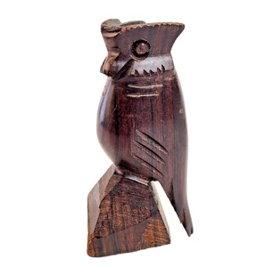 Hand Carved Ironwood Owl Figurine Decorative Bird Sculpture 4.5" Mexico Wood - Picture 1 of 10