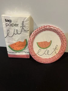 Tag Papier Wassermelone Pappteller und Buffetservietten  - Bild 1 von 5