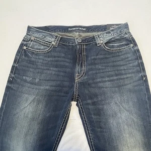 Express Men's Distressed Blue Jeans Blake Loose Fit Straight Leg Size 38x31 NWT - Picture 1 of 14