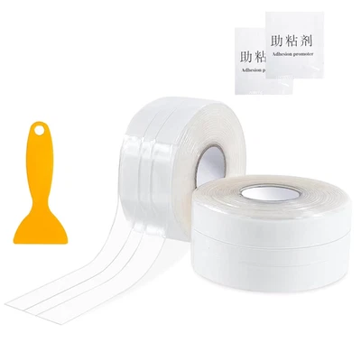 2 Rotoli Nastro Sigillante Impermeabile, Trasparente Pavimento Pvc Adesivo per B - Immagine 1 di 4