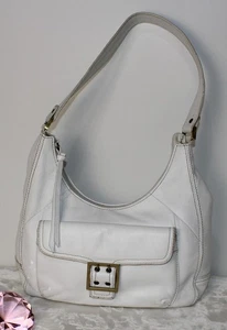 Wilson Leather White Hobo Buckle Front Pocket Shoulder Bag Purse - Picture 1 of 15