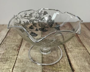 Piatto caramelle vintage argento città fiandre vetro arruffato composto argento intarsio - Foto 1 di 5