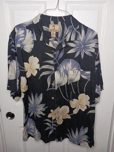Jamaika Jaxx Herren S/S schwarz Seide lässig Hawaii Aloh Hawaii Blumen Hemd Large - Bild 1 von 11