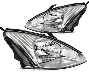 Headlight Assembly For 2000-2004 Ford Focus Chrome Housing Clear Lens Left&Right - Picture 1 of 10