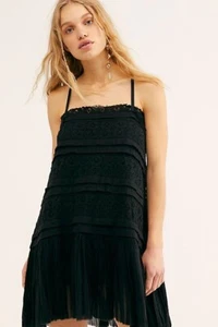 NEW FREE PEOPLE FP ONE Sz XS SHAILEE CROCHET LACE GAUZE EMBROIDERED SLIP DRESS - Picture 1 of 3