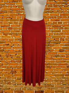 MONSOON DARK RED SKIRT MEDIUM VISCOSE WOMENS LONG MAXI FLARED A-LINE JERSEY - Picture 1 of 5