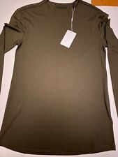 New $160 Helmut Lang Army Green Standard Fit Crew Neck Long Sleeve T Shirt XS