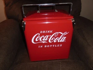 50s style Coca cola cooler ,raised lettering ,all metal , stainless inside - Picture 1 of 6