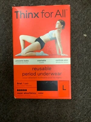 Ropa interior Thinx para todo período bragas negras súper absorción grandes NUEVO Foto 1 de 2