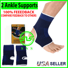 2 ANKLE Support Brace Compression Sleeve Wrap Elastic Arthritis Pain Relief NEW