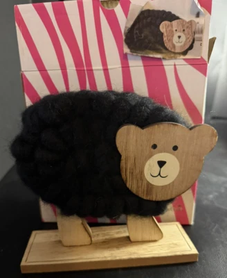 Estatuilla de madera rosa Zebra Baxter Bear Woolie nueva en caja Foto 1 de 4