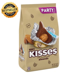 Hershey's Kisses Milk Chocolate & Almond Candy, Party Pack 32 Oz - Free Shipping - Picture 1 of 17