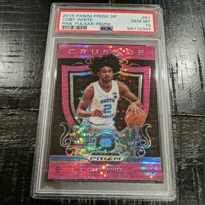 2019 Prizm Draft Coby White PINK PULSAR CRUSADE PSA 10 GEM MINT Rookie RC #61 - Image 1 of 4