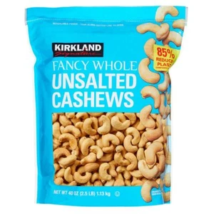 Kirkland Signature Fancy Whole Cashews, Unsalted, 2.5 Pounds - Picture 1 of 5